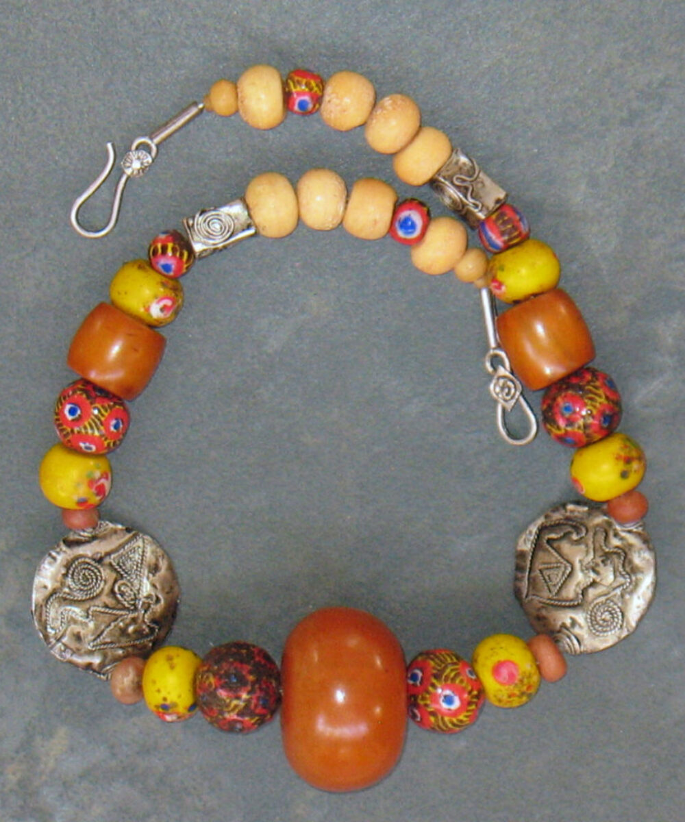 “Oualata”: Amber-Venetian-Kiffa-sterling silver