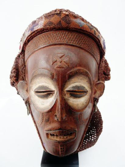 Masque Africain Ancien Féminin - Congo (Zaïre), Bois, Belle Patine, Art Tribal Authentique
